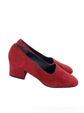 Marquise Suede Leather Block Heel Pumps Women’s 9.5 Brick Red 90s Vintage NEW